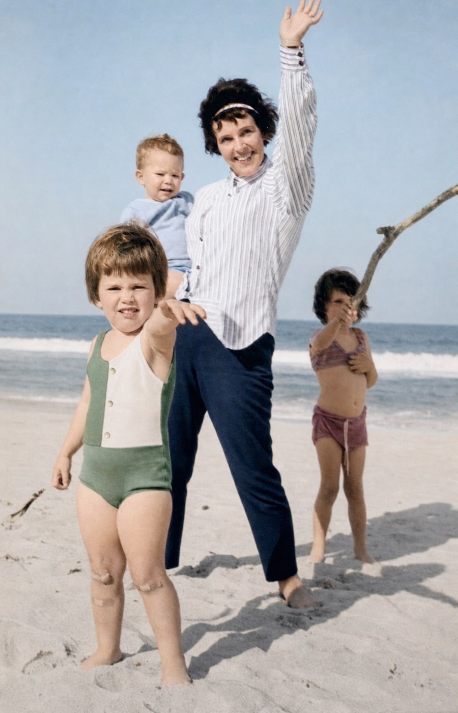 Same photograph restored and colourised
