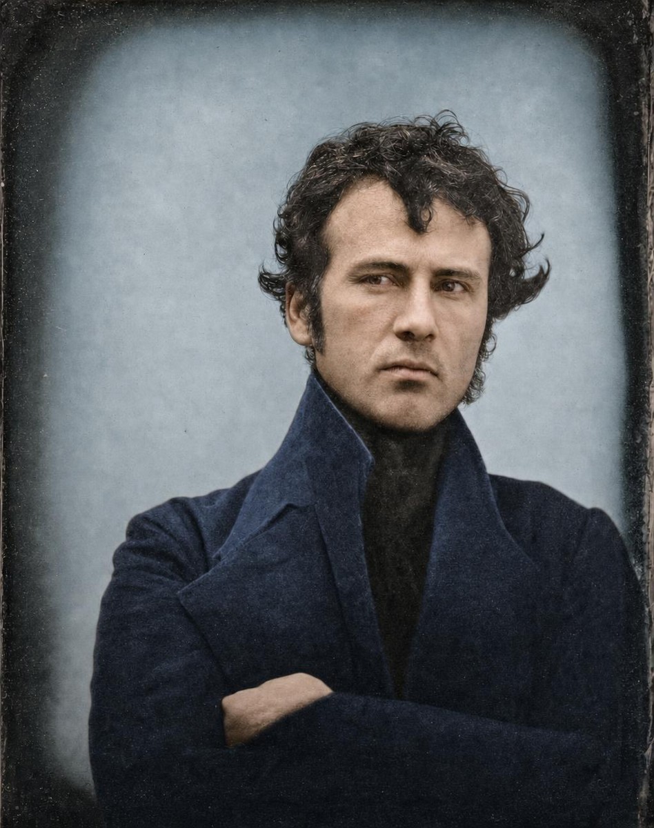 Robert Cornelius portrait restored and colourised