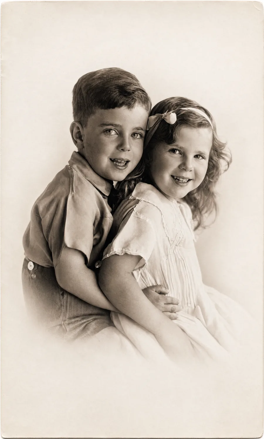 Restored photograph of two children